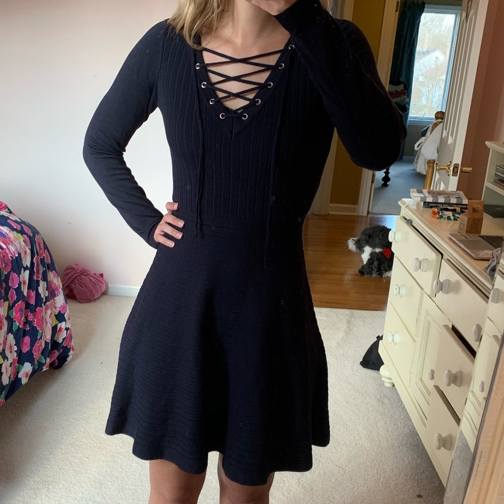 Xhilaration Navy Long Sleeve Dress